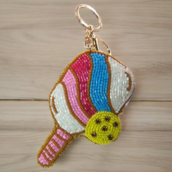 Bead Padded Pickelball Paddle KeyChain - Picture 1 of 6